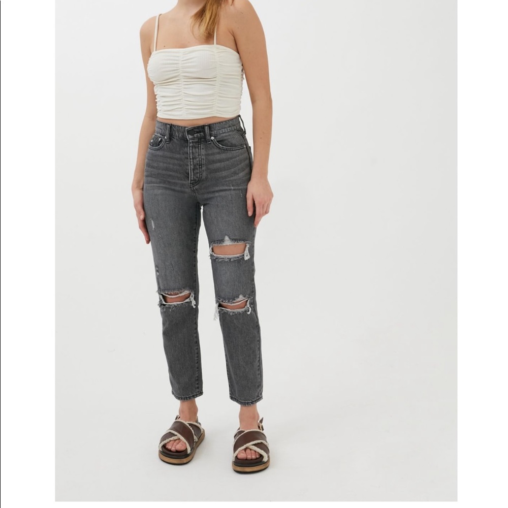 NWT UO BDG High-Waisted Slim Straight Jean – Washed Black Distressed - Picture 6 of 6